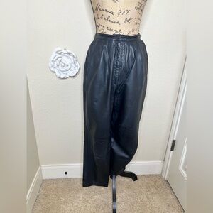 NTM: Bagatelle Vintage 1980s Black Leather Pants High Waist Pleated Lined Size 8